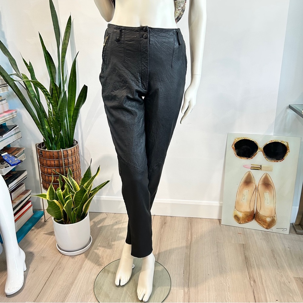 Vintage Black Lambskin Leather Pants - Picture 13 of 17
